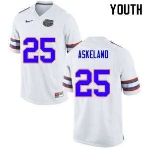 Youth Florida Gators #25 Erik Askeland NCAA Nike White Authentic Stitched College Football Jersey PRZ7362CI